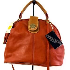 Deadstock Vintage Capezio Leather Satchel Cognac Crossbody Doctor Bag orig tags